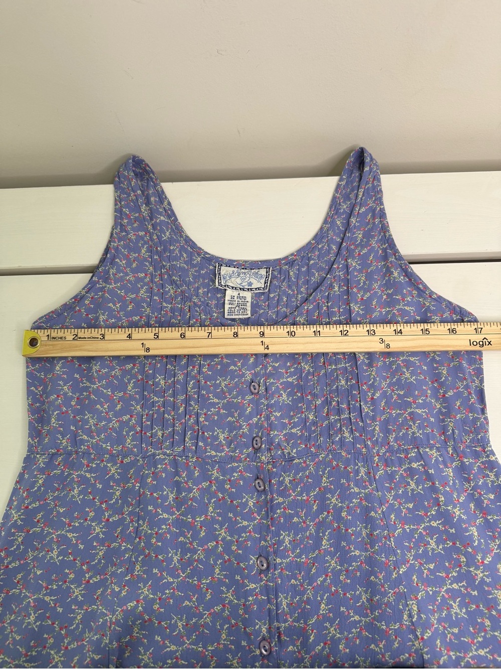 Vintage Pudding Shop Blue Ditsy Floral Button Front Dress Size 4 - Picture 5 of 6